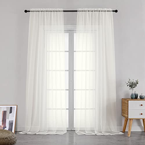 Ivory Sheer Curtains 108 Inches Long (Ivory / 42"W x 108"L (Pack of 2))