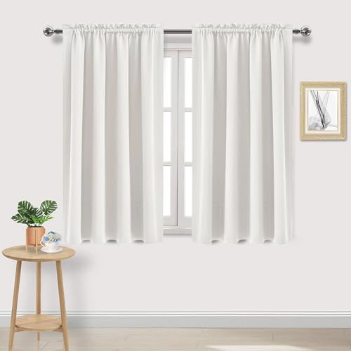 Blackout Curtains for Bedroom Living Room 52 x 54 Inch Long Ivory (Ivory / 52"W x 54"L (Pack of 2))