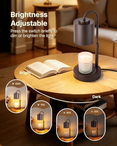 Dimmable Candle Warmer Lamp with Timer (Coffee)