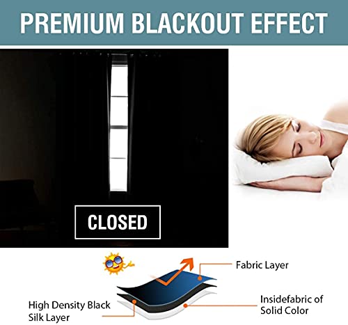 Blackout Curtain for Living Room Thermal Insulated Window Treatment Curtain Extra Long 108 inch Length Energy Saving Solid Grommet Blackout Drape (52"W x 108"L (Pack of 1) / Mineral Blue)