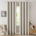 100% Blackout Linen Curtains for Bedroom 52x108 Inches Cobblestone (Cobblestone / 52"W x 108"L (Pack of 2))