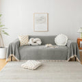 Couch Slipcovers for Sofas Dark Grey Couch Cover Sofa Cover for Dogs Boho Pet Couch Protector with Tassel Chenille Herringbone Couch Cover for 2 3 Seat Washable Pet Friendly (91" x 134" / Tassel Ball: Dark Grey)