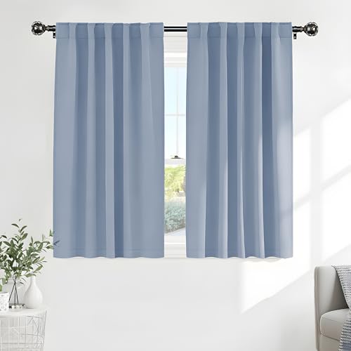 Short Blackout Curtains Set (Pigeon Blue / 42"W x 45"L (Pack of 2))
