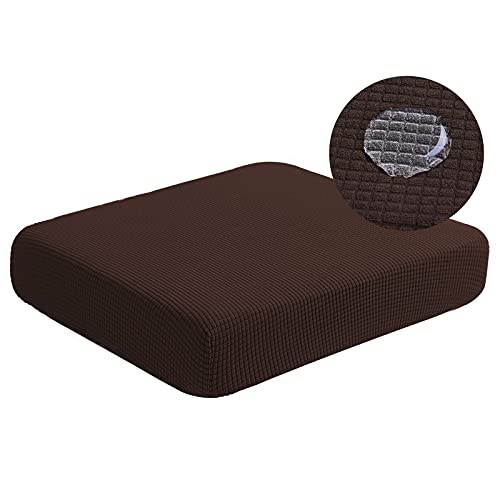 Water Repellent Sofa Cushion Covers Jacquard High Stretch Fabric Furniture Protector for Living Room (Small / Chocolate)