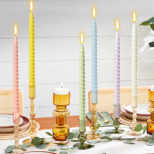 10 Inch Cream Spiral Taper Candles for Home Decoration (Candy)