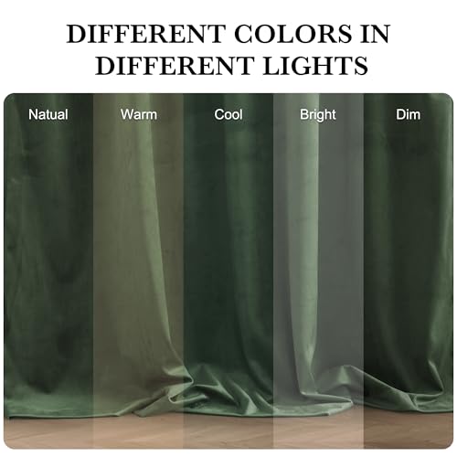Army Green Velvet Blackout Curtains 90 inches for Bedroom (Army Green / 52"W x 90"L (Pack of 2))