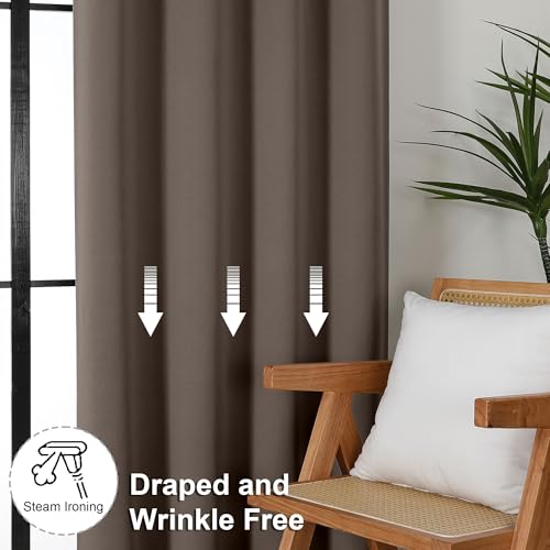 Ava Brown Blackout Curtains for Bedroom 84 Inch Length 2 Panels Set (Brown / 40"W x 84"L (Pack of 2))