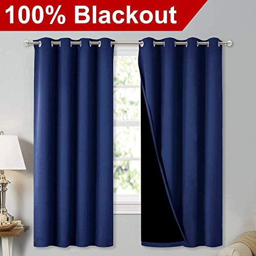 100% Blackout Curtain Panels (Royal Blue / 52"W x 63"L (Pack of 2))