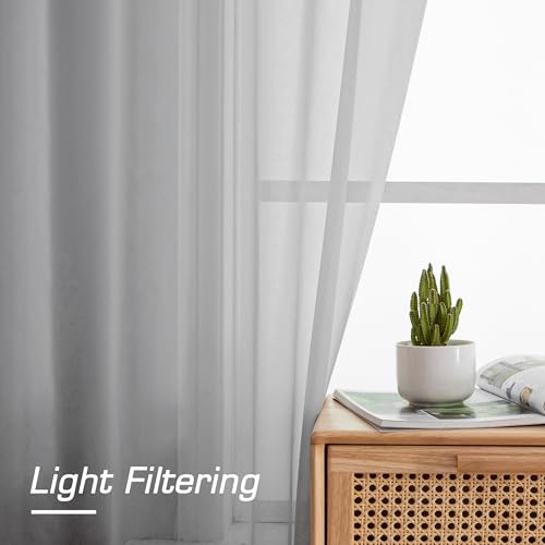 Light Grey Sheer Curtains 84 inches Long 2 Panels Set for Bedroom Living Room (Light Grey / 42"W x 84"L (Pack of 2))