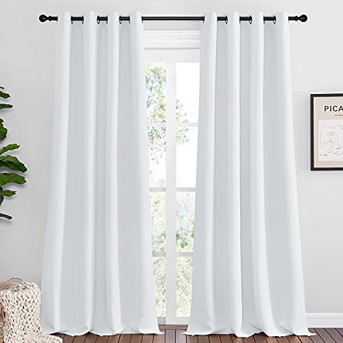 Bedroom Blackout Curtains Panels (Greyish White / 52"W x 92"L (Pack of 2))