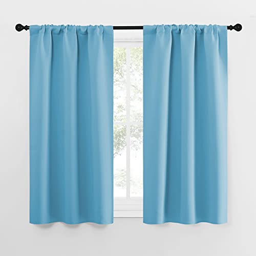 Kitchen Curtains for Small Windows (Teal Blue / 34"W x 54"L (Pack of 2))