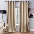 Velvet Curtains Camel Beige 52 x 90 Inch Length Set of 2 (Camel Beige / 52"W x 90"L (Pack of 2))
