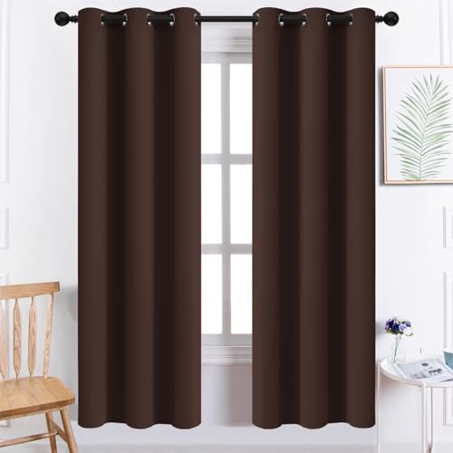 Blackout Curtains 38x72 inch Chocolate Brown Thermal Drapes (Chocolate Brown / 38"W x 72"L (Pack of 2))