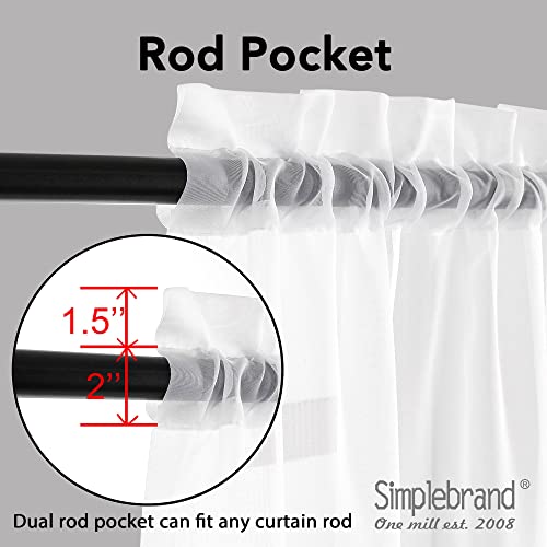 Sheer White Curtains 96 Inches Long (White / 42"W x 96"L (Pack of 2))