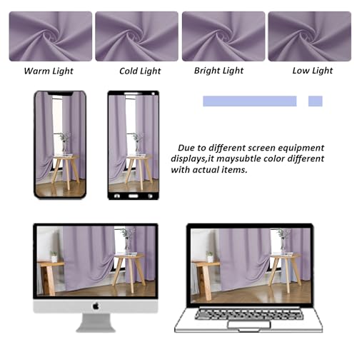 Ava Lilac Blackout Curtains for Bedroom 84 Inch Length 2 Panels Set (Lilac / 40"W x 84"L (Pack of 2))