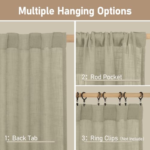 102 Inches Long Linen Curtains for Living Room Bedroom 2 Panels (Oatmeal / 52"W x 102"L (Pack of 2))