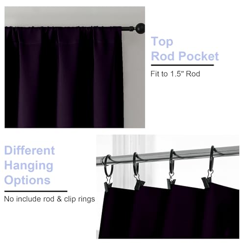 Ava BlackBerry Short 36 Inches Blackout Curtain 2 Panels Set (Blackberry / 40"W x 36"L (Pack of 2))