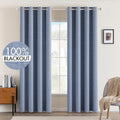 100% Blackout Linen Curtains for Bedroom 52x72 Inches Stone Blue (Stone Blue / 52"W x 72"L (Pack of 2))