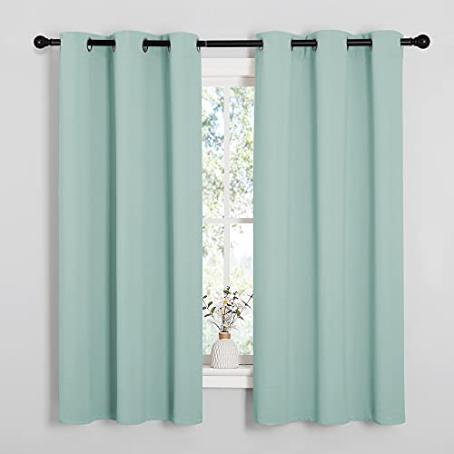 Aqua Blue Blackout Curtains for Kitchen 42" w x 63" L 2 Panels (Aqua / 42"W x 63"L (Pack of 2))