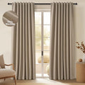 Greige 90 Inches Long Blackout Natural Linen Curtains for Bedroom (Dark Flax / 52"W x 90"L (Pack of 2))