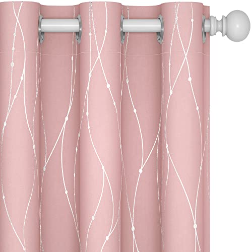 Living Room Curtains 84 Inches Long (Coral Pink/Wave Dots / 42"W x 84"L (Pack of 2))