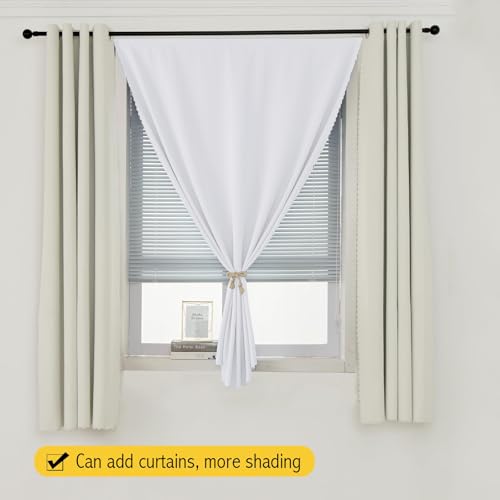 self Adhesive Curtains Portable Blackout Curtain Simple and Easy to Install Bedroom Window Thermal Lnsulated Kitchen Room Darkening Black Small Drapes (35"W x 59"L (Pack of 1) / White)