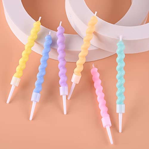 36 Count Rainbow Spiral Birthday Candles with Holders (36-Count)