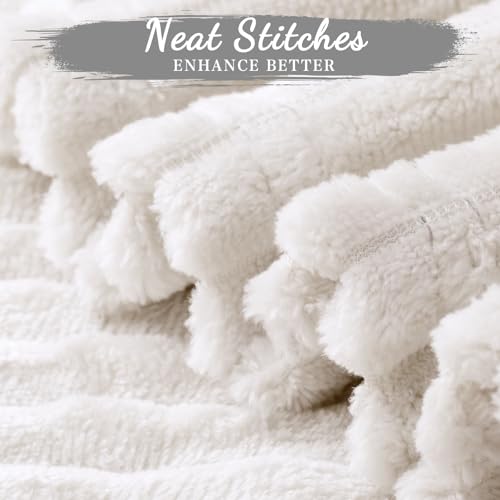 6 Pcs Flannel Blankets Bulk (Cream White)