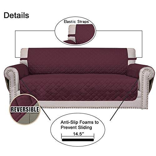 Reversible Couch Cover (Wine/Beige / Medium Loveseat)