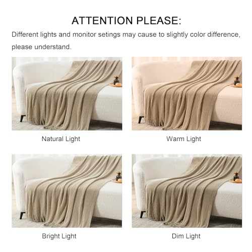 Throw Blanket for Couch (D-tan/Beige / 50*60'')