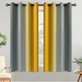 Ombre Grey and Yellow Curtains for Bedroom (52"W x 63"L (Pack of 2) / Yellow and Grey)