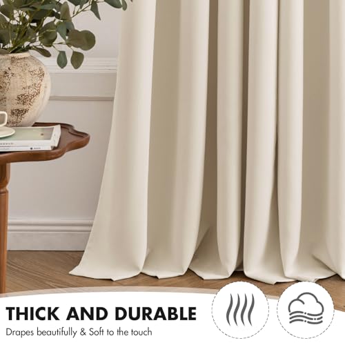 Birch Blackout Bedroom Curtains Drapes 84 Inch Long 52"x84" (Birch / 52"W x 84"L (Pack of 2))