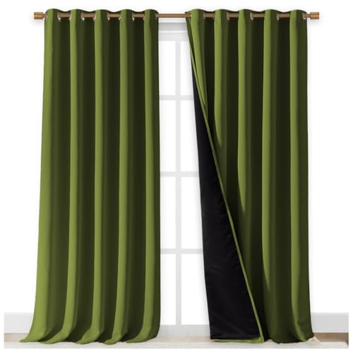 100% Blackout Blinds (Olive Green / 70"W x 108"L (Pack of 2))
