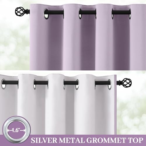 Lilac 100% Blackout Curtains 96 Inches Long for Bedroom 50" Wide (50"W x 96"L (Pack of 2) / Lilac With White Backing)