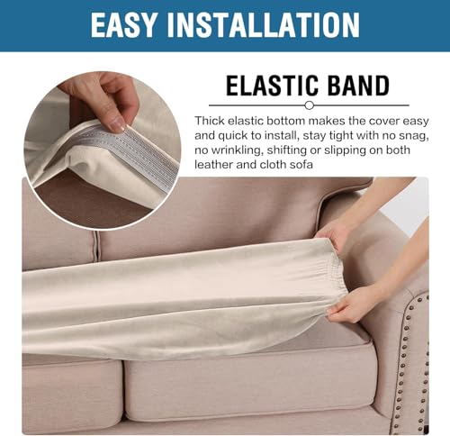 Velvet Stretch Individual Couch Cushion Cover Plush Cushion Slipcover for Loveseat Sofa Cushion Furniture Protector Seat Cushion Sofa Cover (Ivory / 1 Cushion Sofa)