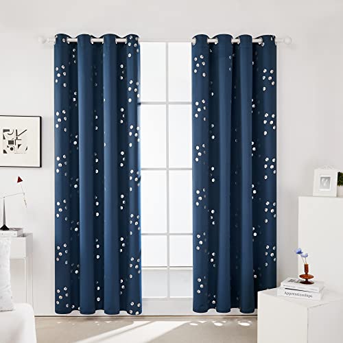 Blackout Curtains (Navy Blue/Cubic / 52"W x 95"L (Pack of 2))