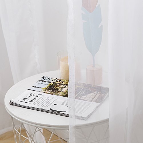 2 Panels White Sheer Curtains for Living Room 54 X 72 Inches (White / 54"W x 72"L (Pack of 2))