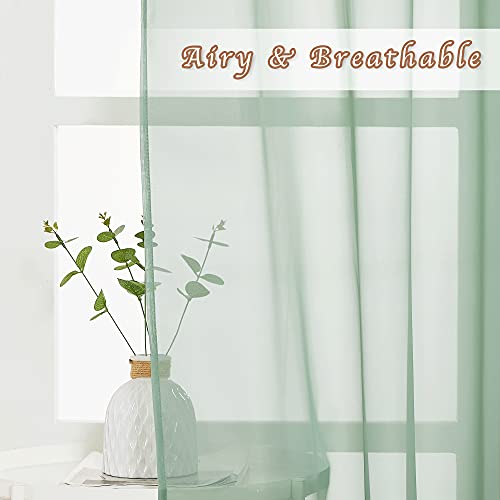 Sheer Window Curtains for Farmhouse (Sage Green / 54"W x 84"L (Pack of 2))