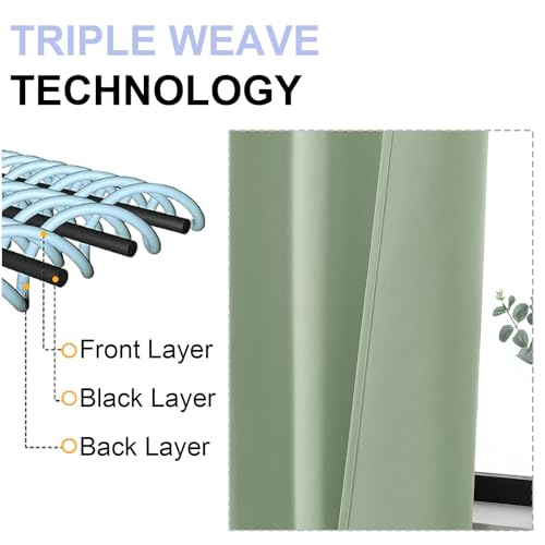 Ava Light Green Short Blackout Curtains for Bedroom 45 Inches Long 2 Panels Set (Light Green / 40"W x 45"L (Pack of 2))