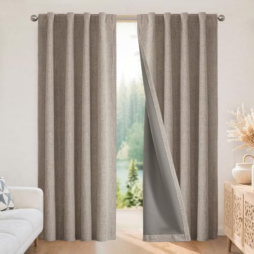 Blackout Curtains for Bedroom (Linen / 37"W x 63"L (Pack of 2))