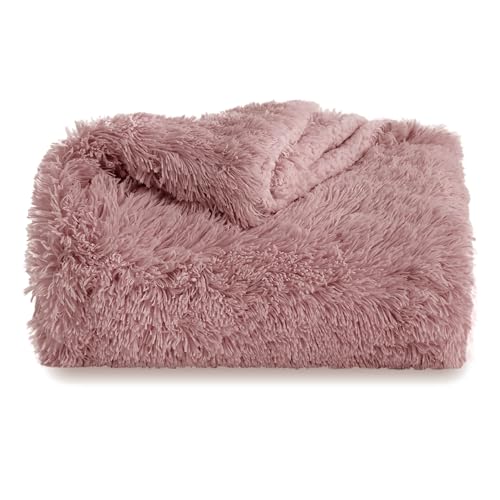 Faux Fur Fluffy Sherpa Blanket Couch Throw Dusty Pink 50"x60" (16- Dusty Pink / Throw (50" X 60"))