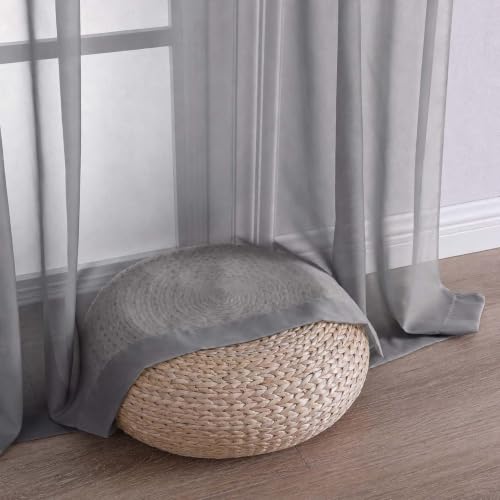 Sheer Charcoal Grey Curtains 108 Inches Long 2 Panels Set (Charcoal Grey / 59"W x 108"L (Pack of 2))