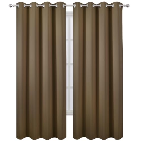 Blackout Curtains 66 x 95 inch (Brown / 66"W x 95"L (Pack of 2))