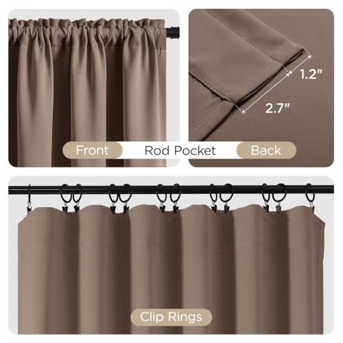 Khaki Blackout Curtains 84 inch Length 2 Panels Set (Khaki / 52"W x 84"L (Pack of 2))