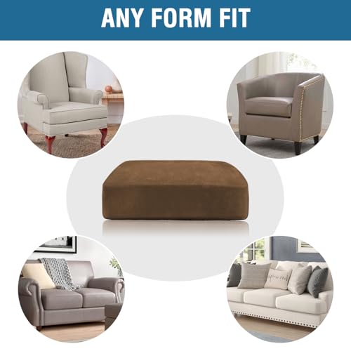Velvet Stretch Couch Cushion Cover Plush Cushion Slipcover for Chair Loveseat Sofa Cushion Furniture Protector Seat Cushion Sofa Cover (Bronze Brown / 2 Cushion Loveseat)