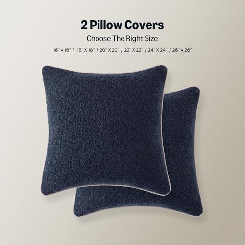 Boucle Throw Pillow Covers for Couch (Blue / 20" x 20" (Pack of 2))
