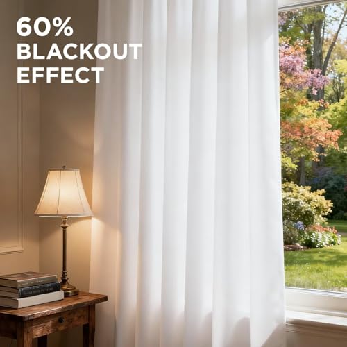 Curtains 84 Inches Long 2 Panels Set (Pure White / 52"W x 84"L (Pack of 2))