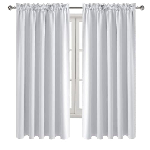 Wide Blackout Curtains for Living Room 60 x 63 Inch Long 2 Panels (Greyish White / 60"W x 63"L (Pack of 2))