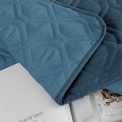 Waterproof Dog Bed Blankets Cover for Bed Couch Sofa Reversible (30x80 Inch (Pack of 1) / Navyblue+stoneblue)