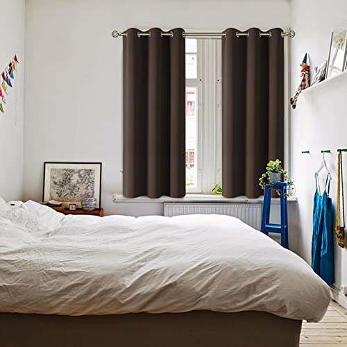 Short Curtains for Small Window 54 Inch Long (Brown / 38"W x 54"L (Pack of 2))